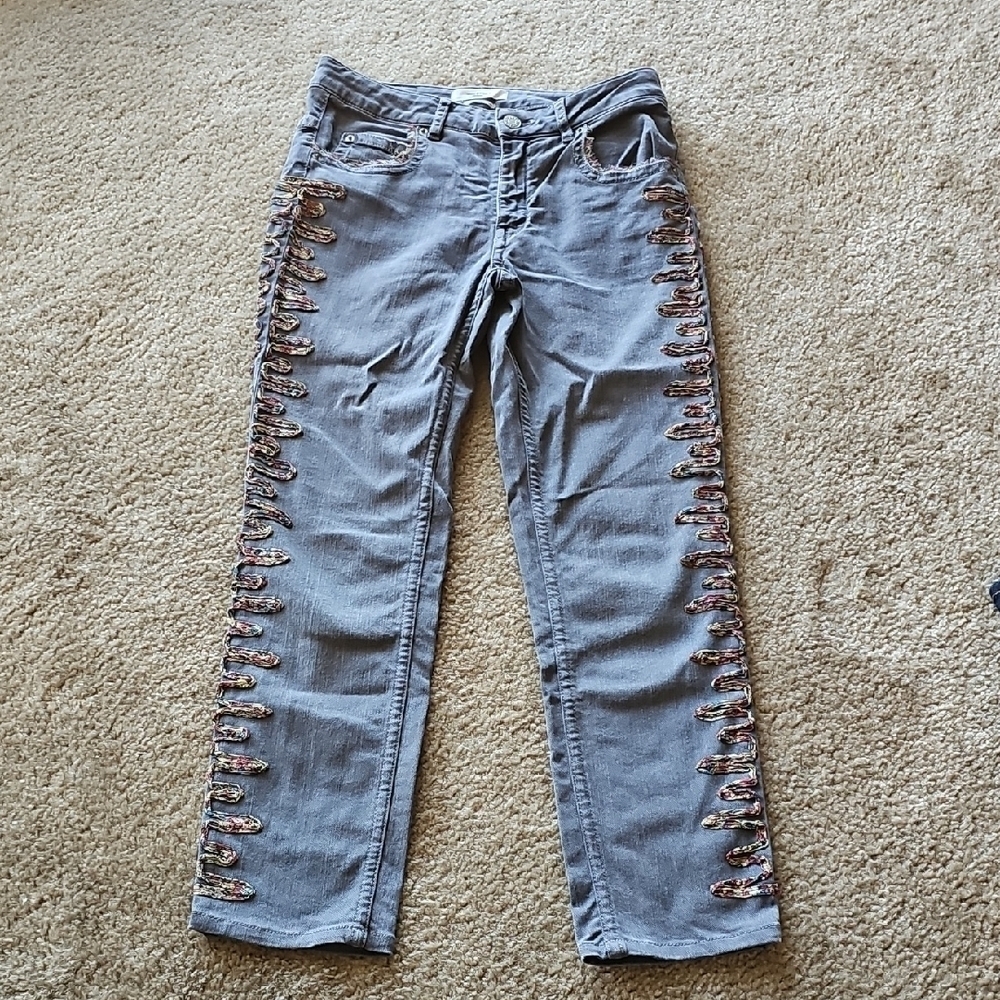 Isabel Marant Étoile Gray Jeans Size 36 Multicolor Embroidery